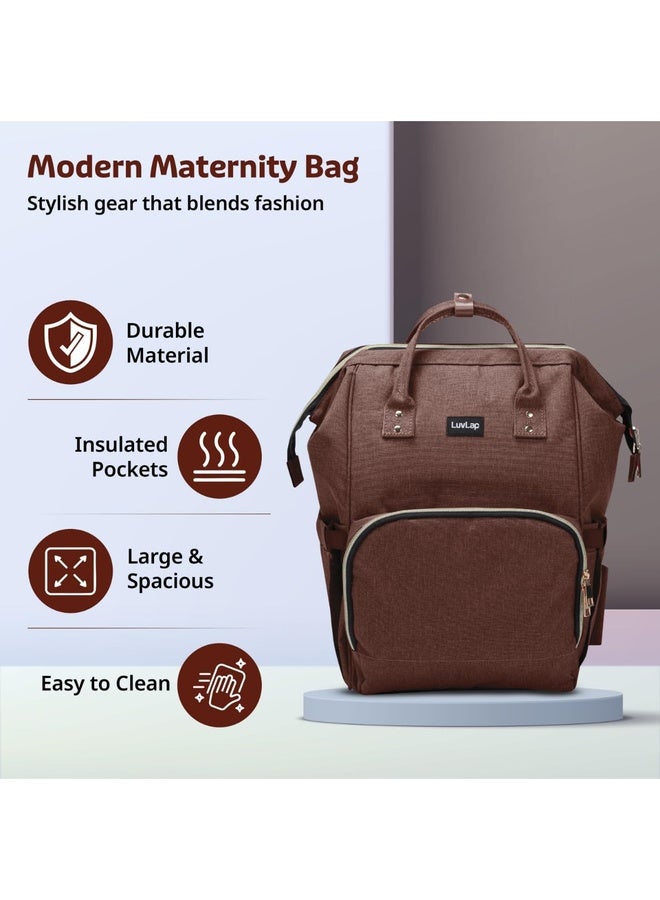Luvlap Lily Multifunctional Waterproof Diaper Bag for Mothers for Travel, Mother Travelling Bag, Backpack Cum Tote bag for Mothers, Large storage capacity with 15 pockets (Brown) - Image 2