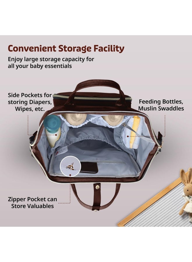 Luvlap Lily Multifunctional Waterproof Diaper Bag for Mothers for Travel, Mother Travelling Bag, Backpack Cum Tote bag for Mothers, Large storage capacity with 15 pockets (Brown) - Image 4