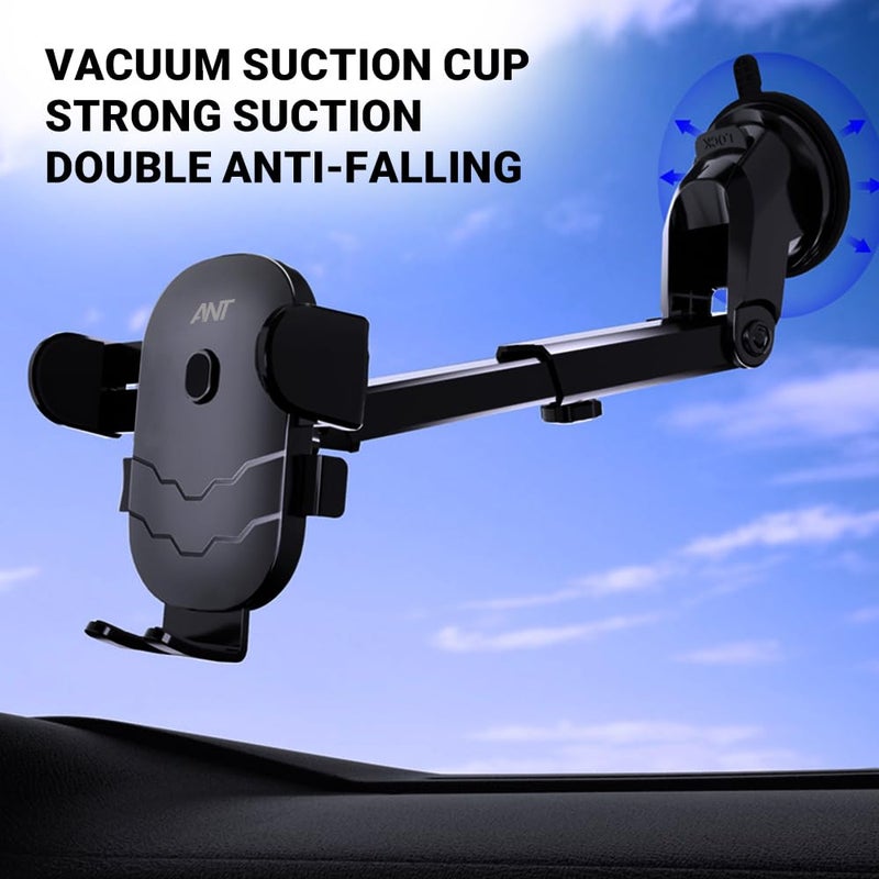 Ant Aura 10 Car Phone Holder 360° Rotation, Strong Suction Cup for Dashboard, Windshield & Window Adjustable Mount for 4 to 7 Inch Smartphones - Image 2