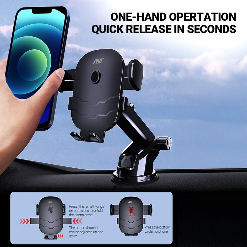 Ant Aura 10 Car Phone Holder 360° Rotation, Strong Suction Cup for Dashboard, Windshield & Window Adjustable Mount for 4 to 7 Inch Smartphones - Image 4