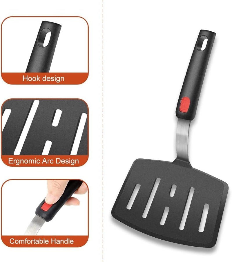 Turbid Silicone Spatula - Nonstick, Heat Resistant Cooking & Baking Flipper for Pancakes, Omelettes, Pizza, Steak, Dosa - Ideal for Griddle Pans, Cookware and Fish Turner (Slotted Wide Spatula) - Image 2