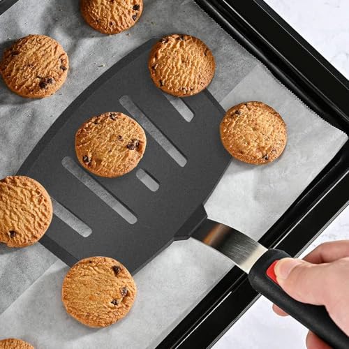 Turbid Silicone Spatula - Nonstick, Heat Resistant Cooking & Baking Flipper for Pancakes, Omelettes, Pizza, Steak, Dosa - Ideal for Griddle Pans, Cookware and Fish Turner (Slotted Wide Spatula) - Image 4