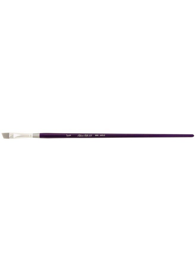 Silver Brush Limited 88063 8 Silver Silk 88 Silver Synthetic Angle Brush For Oil Paintings Size 3 8 Long Handle  - Image 2