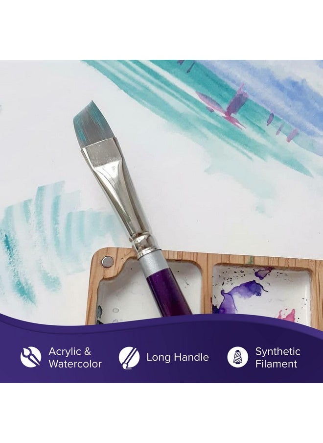 Silver Brush Limited 88063 8 Silver Silk 88 Silver Synthetic Angle Brush For Oil Paintings Size 3 8 Long Handle  - Image 5
