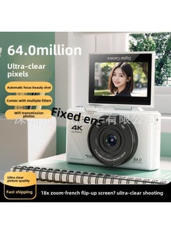 Generic Flip Screen Camera HD Optical Zoom Digital Camera WiFi Transmission Comes With Beauty Filter-Body Color:White + 64g Memory Card + Accessories + Wide-angle Mirror  - Image 2
