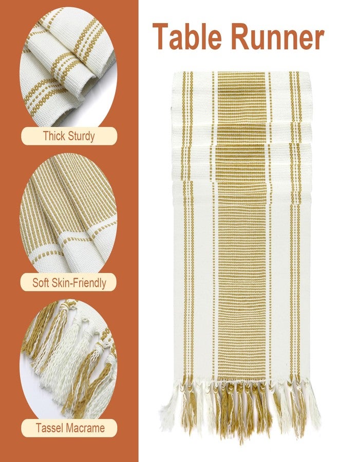 SK Studio 19Pcs Boho Table Runner Placemat and Napkin Ring Set Rectangle and Round Meal Mats Macrame Table Runner with Tassels for Wedding Kitchen Dining, Beige - Image 3