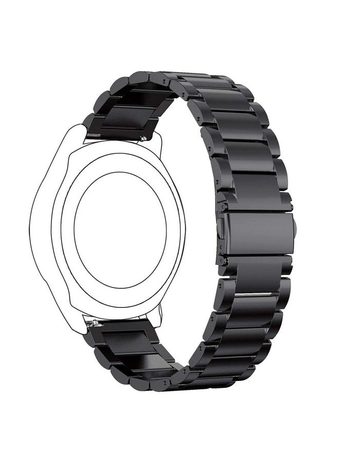 أيه سي أم حزام ساعة ACM من الفولاذ المقاوم للصدأ مقاس 22 مم متوافق مع حزام Pebble Polar Smartwatch الفاخر باللون الأسود الملكي  - Image 3