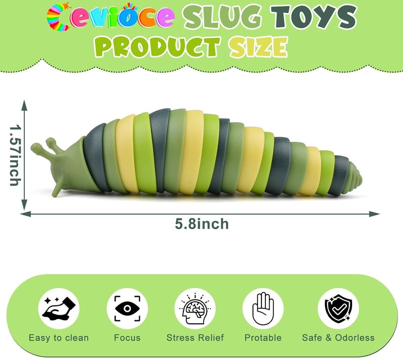 Cevioce Sensory Slug Fidget Toys,Mini Fidget Slug Toys for Adults & Kids Party Favors,1Pc Cute Autism Sensory Toys for Autistic Children,Toddler Toys Age 3+ Easter Basket Stuffer for Kids - Image 2