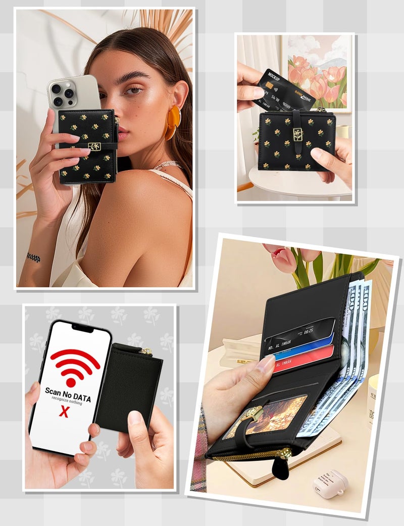 YINHEXI Women's Wallet, Faux Leather, Water Resistant, Black, Unisex - Image 5