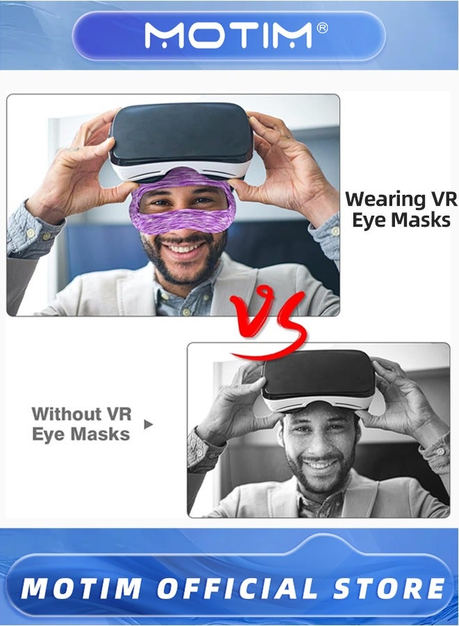 موتيم إكسسوارات الواقع الافتراضي أقنعة للعين وغطاء للوجه بتصميم حزام مرن قابل للتعديل وجيد التهوية للنساء والرجال، لحماية بشرة الوجه (3 قطع) - Image 4