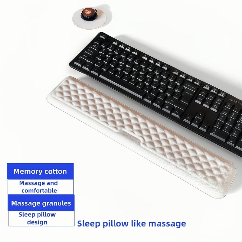 2pcs Fish Scale Pink Leather Wrist Rest for Keyboard and Mouse Ergonomic Computer Wrist Support Pad Soft Memory Foam Arm Cushion for Desk Palm Hand Office Laptop Typing - Image 3