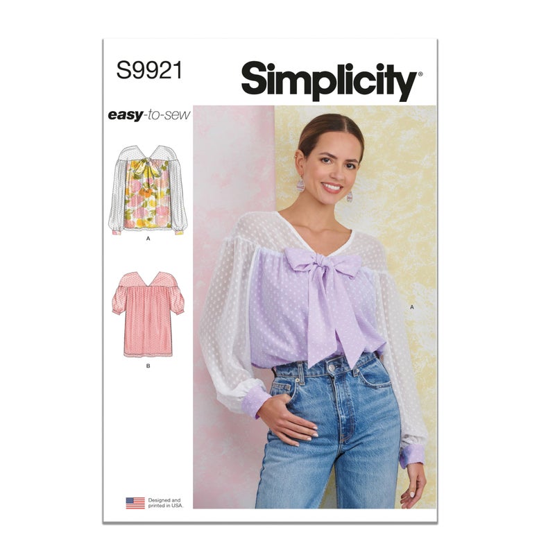 Simplicity Easy to Make Misses' Relaxed Fit Top Sewing Pattern Packet, Design Code S9921, Sizes 18-20-22-24-26, Multicolor - Image 1