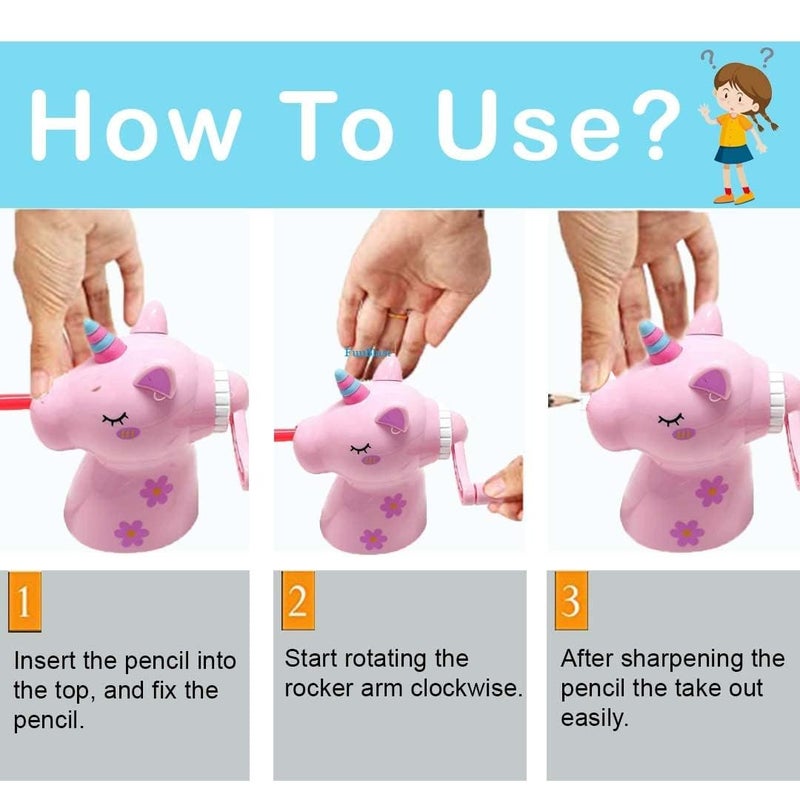 Generic Rockjon Sharpener for Kids | Unicorn Pencil Sharpener, Table Sharpener Machine - Image 4