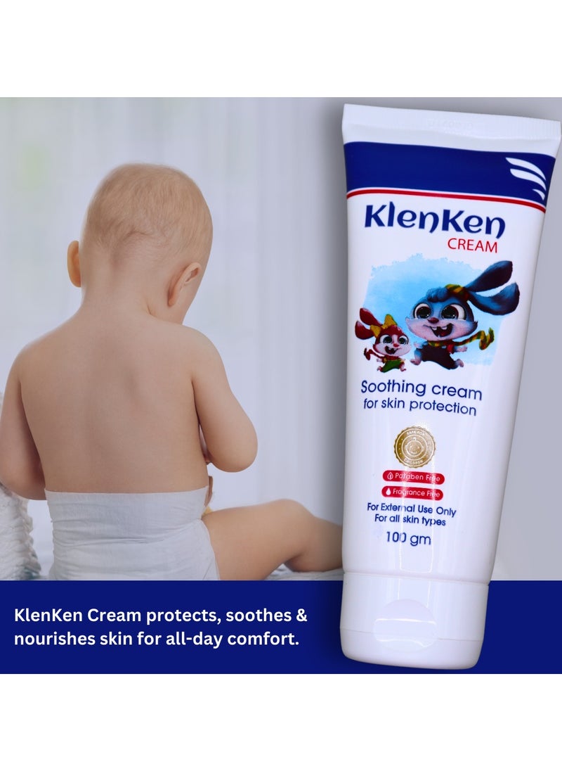 Klenken Cream (Babies & Adults)   - Sensitive Skin Moisturizer- For Rash, Eczema, Sun Protection - 100 gm