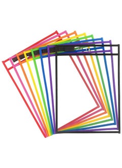 Tamaki 8 Pack Dry Erase Pockets Sleeves With Rings 10 X 14 Inch Ticket Holders Clear Plastic Sleeves Sheet Protectors For Teacher School Classroom Supplies 8 Assorted Colors  - Image 1