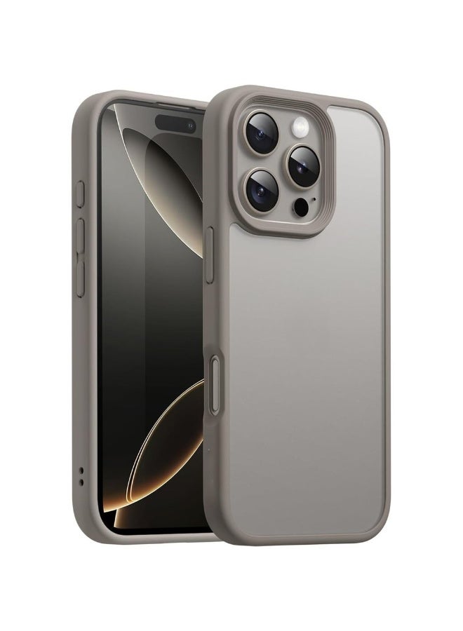 Matte Case For IPhone 16 Pro 6.3-Inch Shockproof Grade Drop Protection Frosted Translucent Back Phone Cover Anti-Fingerprint (Natural Titanium) - Image 1