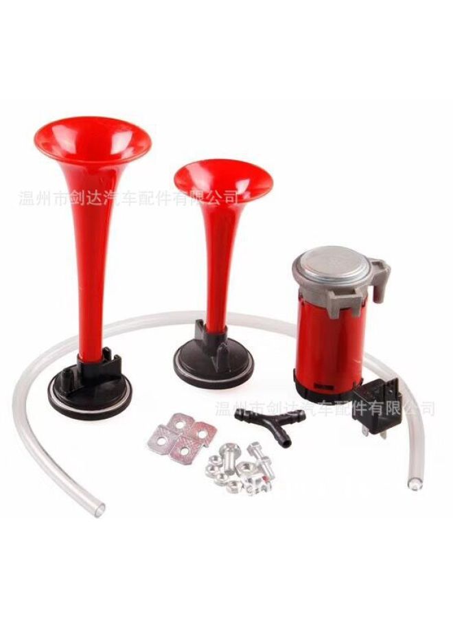 Dual-tube Air Horn Air Pump Car Horn Compressor Air Truck Motorcycle Dual-car High-frequency Speaker