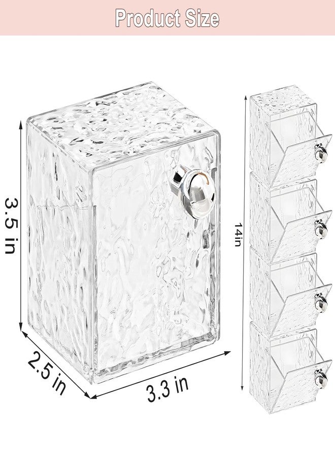 IWNTWY Qtip Holder Dispenser, Wall Mounted Plastic Cotton Pad Holder, Cotton Ball, Swabs, Floss, Makeup Organizers Containers for Vanity Bathroom (Clear, 4 Pcs) - Image 2