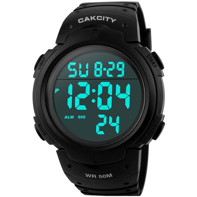 CakCity CakCity Mens Digital Sports Watch LED Screen Large Face Military Watches for Men Waterproof Stopwatch Alarm Simple Army Watch  - Image 1