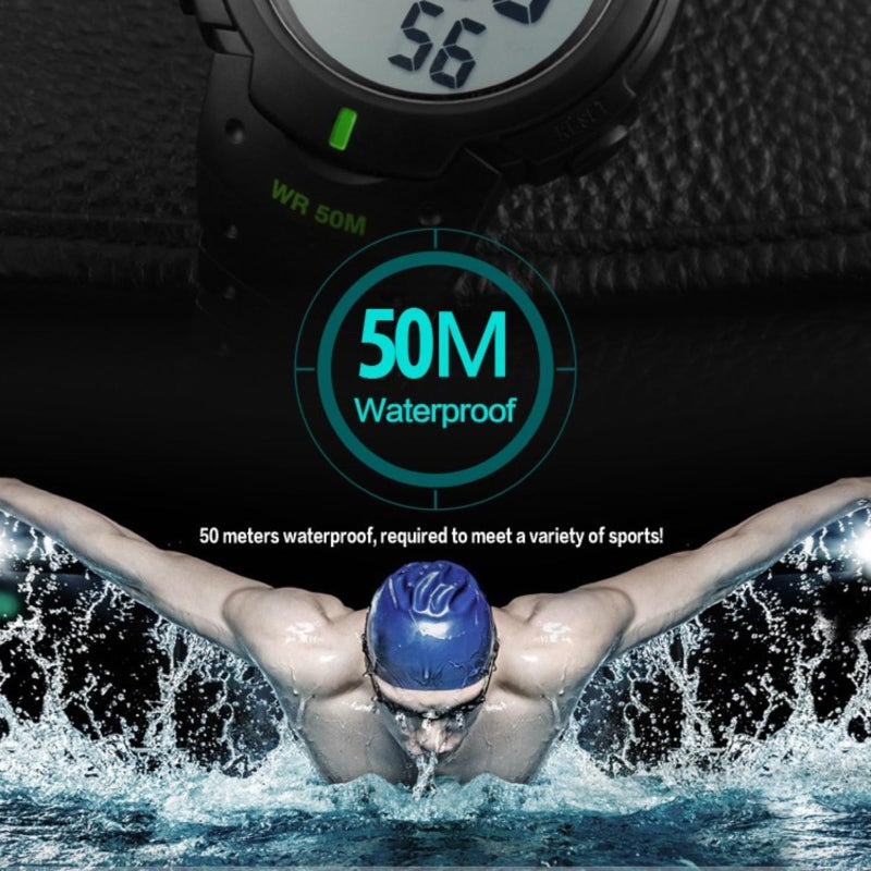 CakCity CakCity Mens Digital Sports Watch LED Screen Large Face Military Watches for Men Waterproof Stopwatch Alarm Simple Army Watch  - Image 4