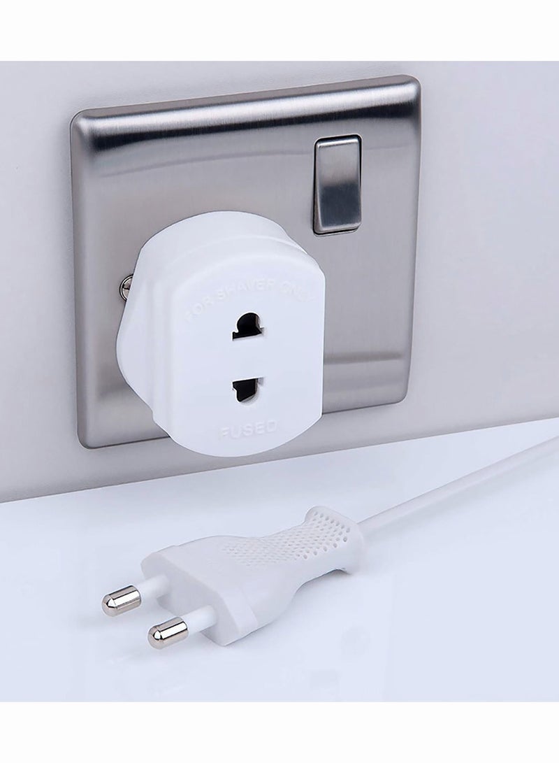 Europe to UK Travel Adapter Plug converter US to UK Plug Adapter 2 Pin to 3 Pin 1A with Fuse White