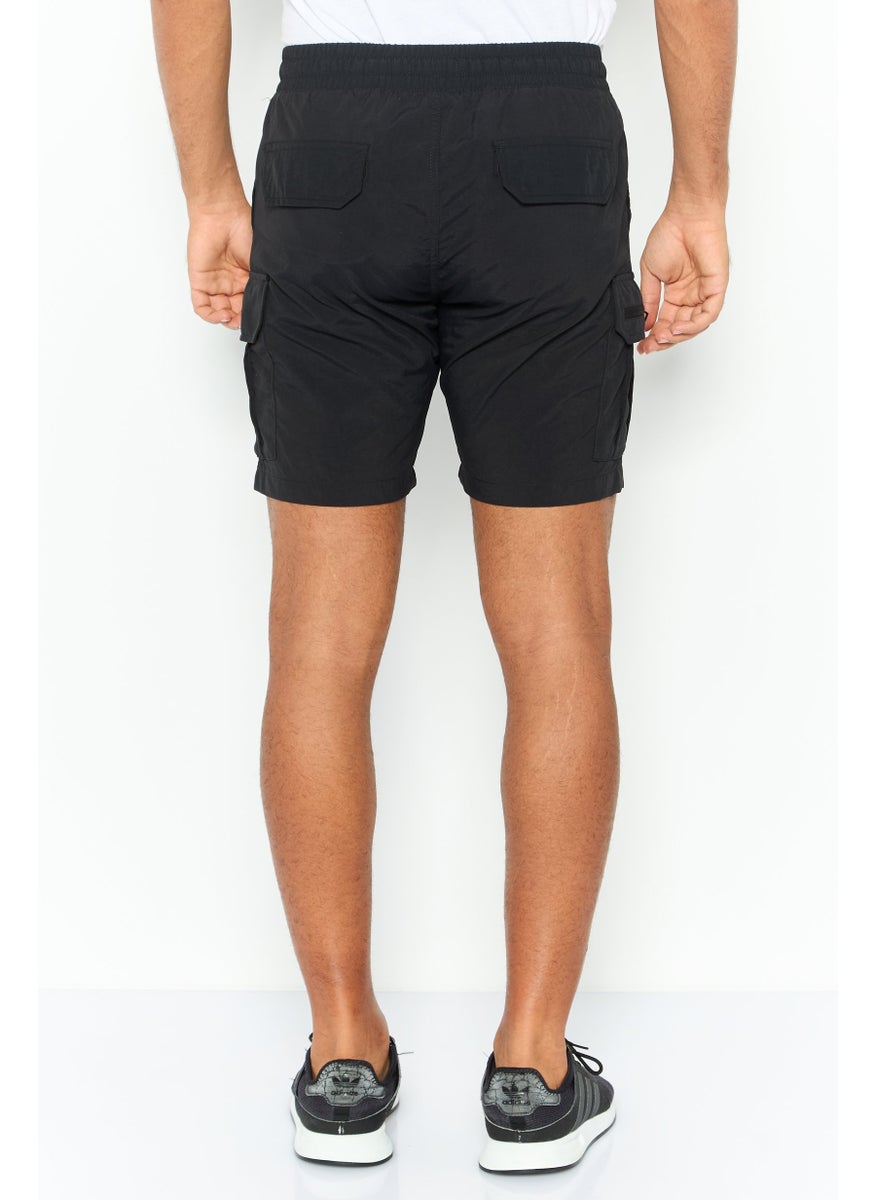 GOOD FOR NOTHING - Men Drawstring Plain Cargo Short, Black - Image 1