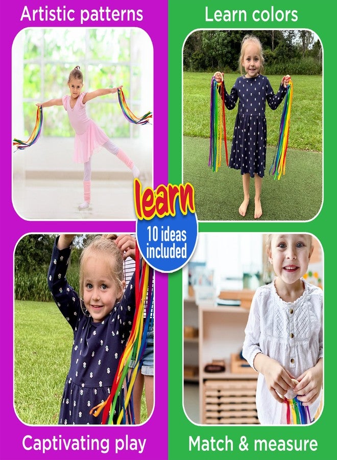 Covelico Rainbow Hand Ribbon Kite, 2 x Montessori Inspired Ribbon Toy, Each Wooden Rings with 7 Bright Rainbow Streamers, Waldorf Sensory String Toys for Kids & Gymnastics Dance Ribbons for Toddlers - Image 5