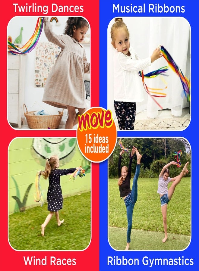 Covelico Rainbow Hand Ribbon Kite, 2 x Montessori Inspired Ribbon Toy, Each Wooden Rings with 7 Bright Rainbow Streamers, Waldorf Sensory String Toys for Kids & Gymnastics Dance Ribbons for Toddlers - Image 3