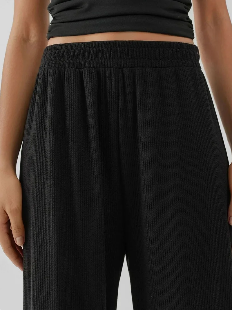HICCUP Wide Leg Textured Knit Pants