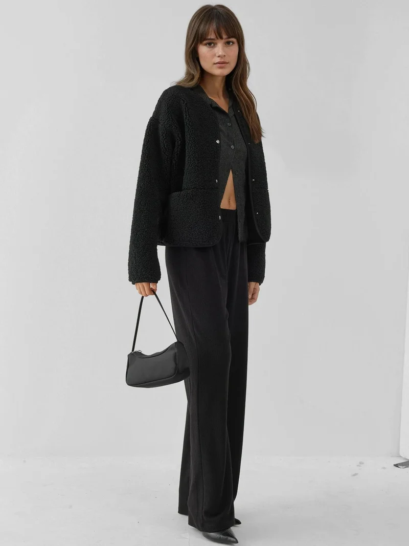 HICCUP Wide Leg Textured Knit Pants