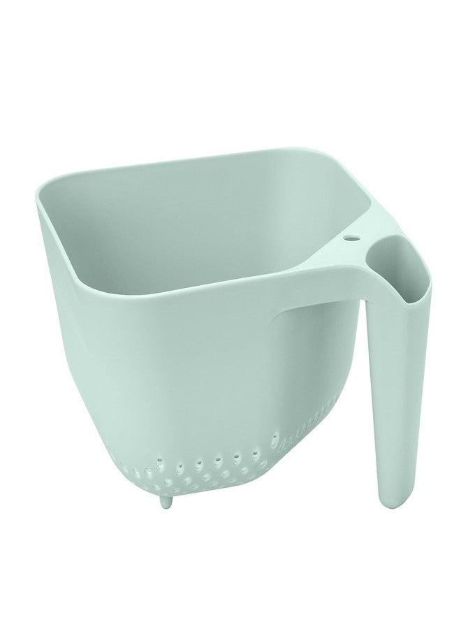 توفولو مصفاة توفولو سعة 3 كوارت، مصنوعة من بلاستيك آمن غذائياً وخالٍ من مادة BPA، مزودة بمقبض، شديدة التحمل ومقاومة للحرارة، مثالية لتجفيف المعكرونة والخضراوات، سلة بخار، آمنة للغسل في غسالة الأطباق، لون أزرق ضبابي - Image 1