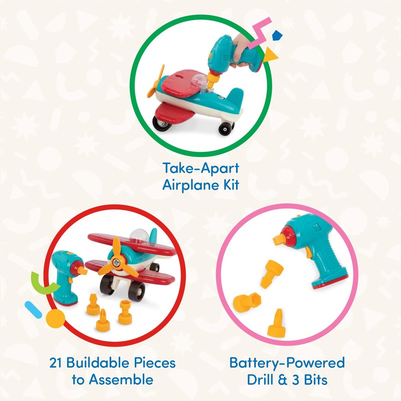 Battat â€“ Classic Construction Toy â€“ Pretend Play Toys â€“ Toddler Plane Playset â€“ Dexterity Building Toy â€“ 3+ Yearsâ€“ Take â€“ Apart Airplane - Image 3