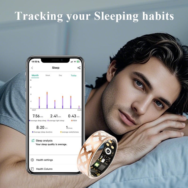 Smart Ring for Women Fitness Smart Rings Tracker Health Ring Sleep Tracker Heart Rate SpO2 Calorie Distance Measurement Pedometer Rose Gold for Android and iOS (12) - Image 2