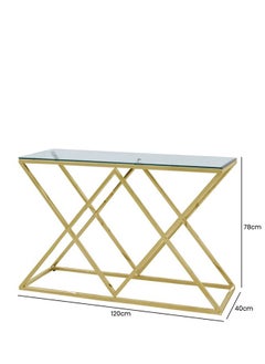 VANITY LIVING VANITY LIVING Console Table Modern Tempered Glass Top, Entryway Table Porto Gold Sturdy Stainless Steel Frame, Narrow Hallway Table for Living Room  - Image 2