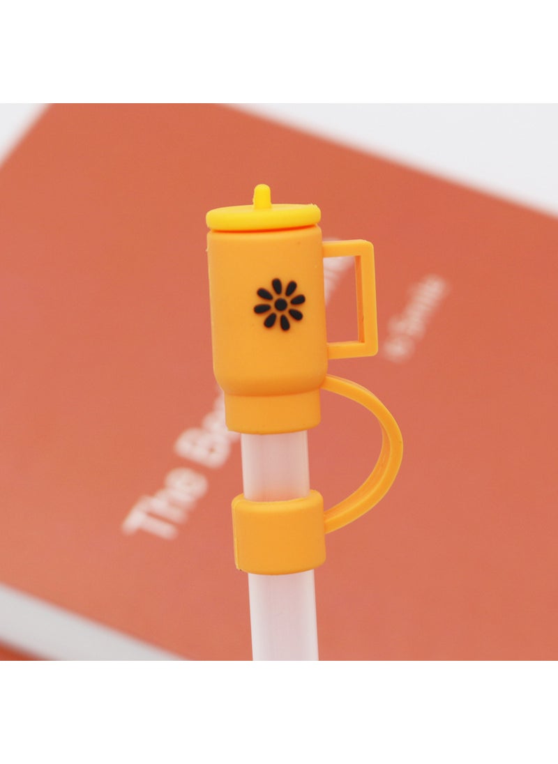 Generic 1 x 5 pcs Silicone Straw Cap Flower Cloud Cartoon for Stanley Cup Dustproof Cover 10mm orange cup