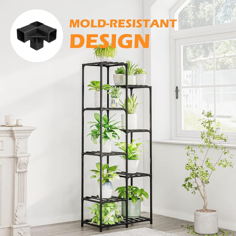 Bamworld Black Plant Stand Outdoor Tall Plant Shelf Indoor Corner Plant Shelf Flower Stands for Living Room Balcony and Garden (9 pots Rectangle ) - Image 5