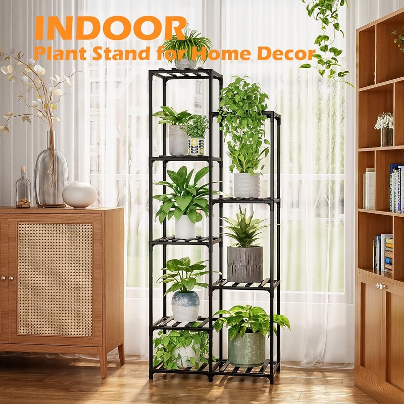 Bamworld Black Plant Stand Outdoor Tall Plant Shelf Indoor Corner Plant Shelf Flower Stands for Living Room Balcony and Garden (9 pots Rectangle ) - Image 3