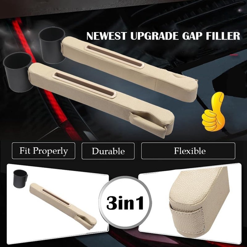 TATACLEA Car Seat Gap Filler 2 Pack,Car Seat Gap Filler Organizer,Car Seat Gap Plug with Storage Slot,3 in 1 Car Seat Gap Filler with Cup Holder,Prevent Small Items from Falling(Black) - Image 2
