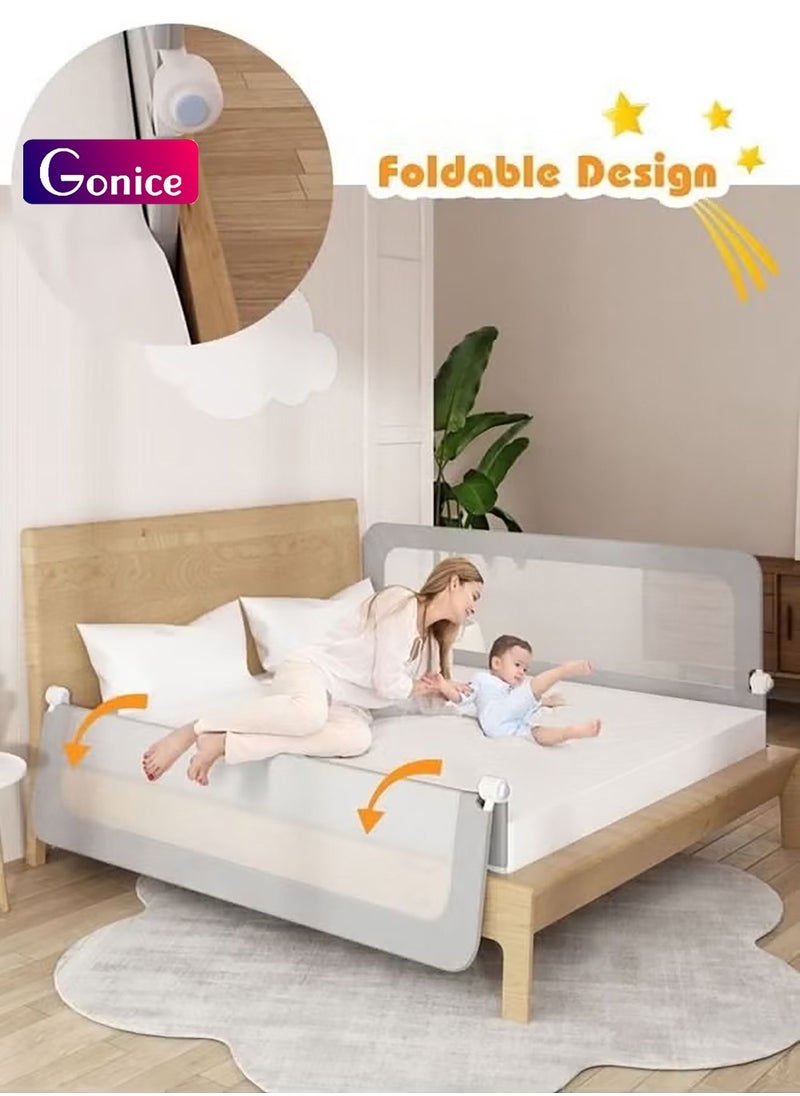 Gonice Rails for Toddlers Swing Down Safety Bed Guard for Convertible Crib Folding Toddler Bed Rails Guard for Kids Twin Double Full-Size Queen & King Mattress  - Image 1