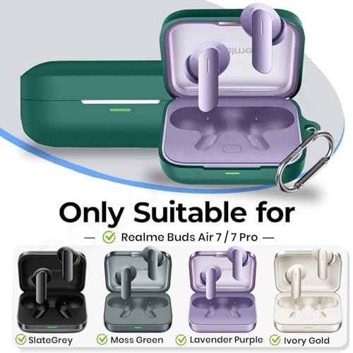 Cocoonkart Soft Silicone Case Cover Compatible for Realme Buds Air 7 | 7 Pro -Green. - Image 2