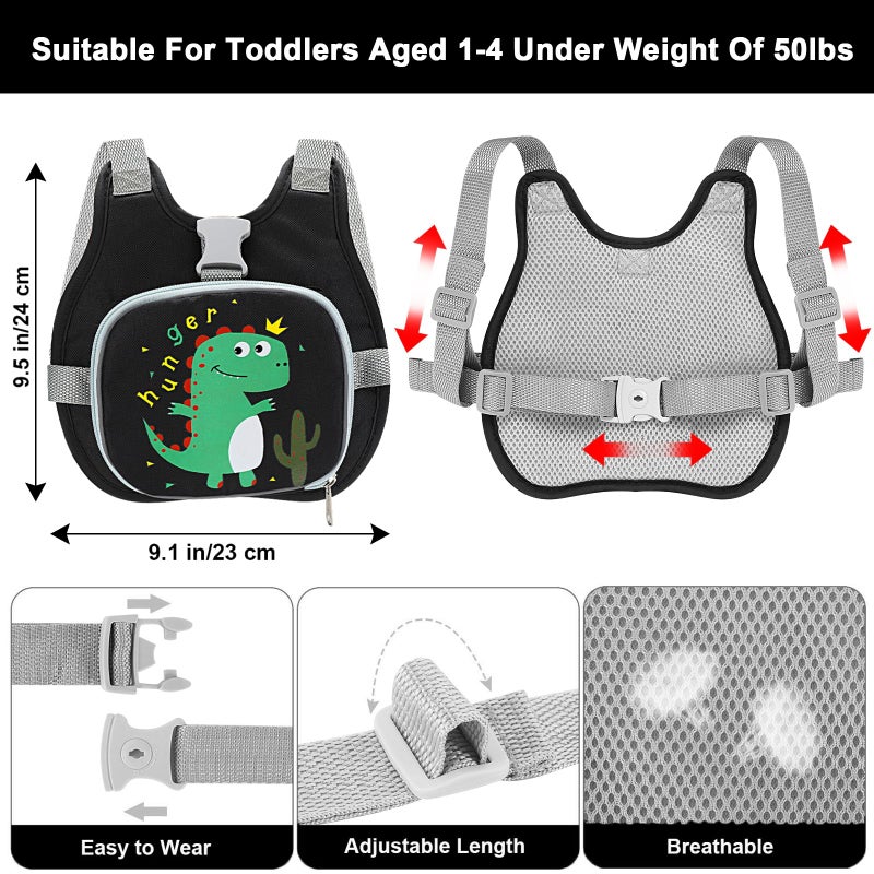 Accmor Toddler Harness Leash+ Anti Lost Wrist Link, Cute Dinosaur Kids Harness with Leash, Collapsible Child Leash Baby Walking Wristband Assistant Strap Belt for Boys - Image 2