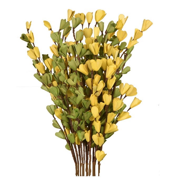 YELLOW GREEN HANDMADE PALM LILY FLORAL BUNCHES DRY FLOWER STICK HANDMADE