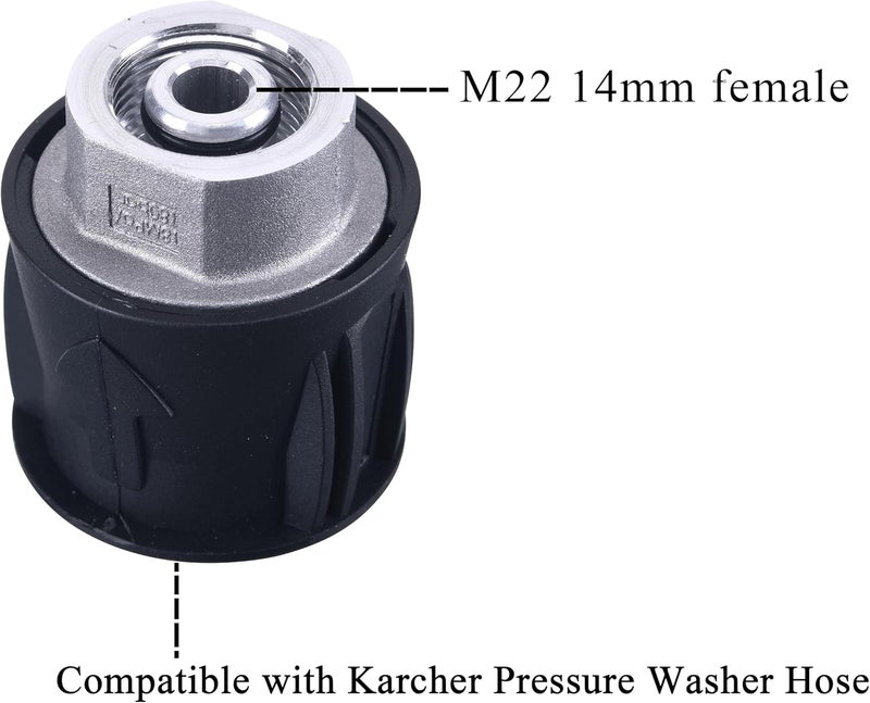 M MINGLE محول غسالة الضغط M MINGLE للمسدس وغسالة الضغط، متوافق فقط مع خرطوم Karcher، إلى وصلة أنثى M22 14 مم تصميم بسيط متعدد الخصائص - Image 2
