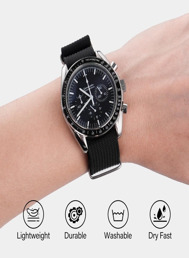TACTICAL FROG Nylon Watch Band 18mm 19 mm 20mm 22 mm 24 mm, Waterproof Military Watch Straps Replacement for Men Women, With Stainless Steel Buckle (Black, 19mm) - Image 4
