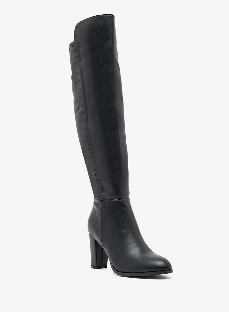 Ginger Faux Leather Block Heel Knee High Boots - Image 2