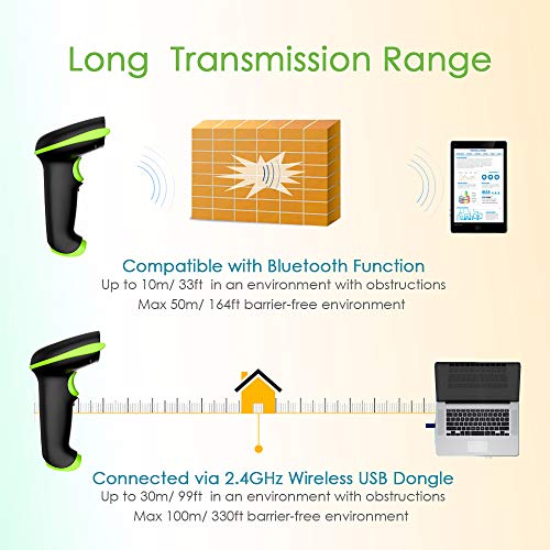 NADAMOO 2D Wireless Barcode Scanner with Stand, Compatible with Bluetooth & 2.4G Wireless & Wired Connection, Cordless QR Code Scanner USB Image Bar Code Reader for Computer Tablet iPhone iPad Android - Image 5