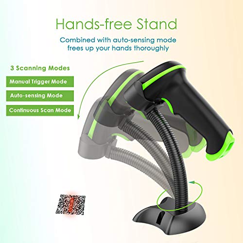 NADAMOO 2D Wireless Barcode Scanner with Stand, Compatible with Bluetooth & 2.4G Wireless & Wired Connection, Cordless QR Code Scanner USB Image Bar Code Reader for Computer Tablet iPhone iPad Android - Image 4
