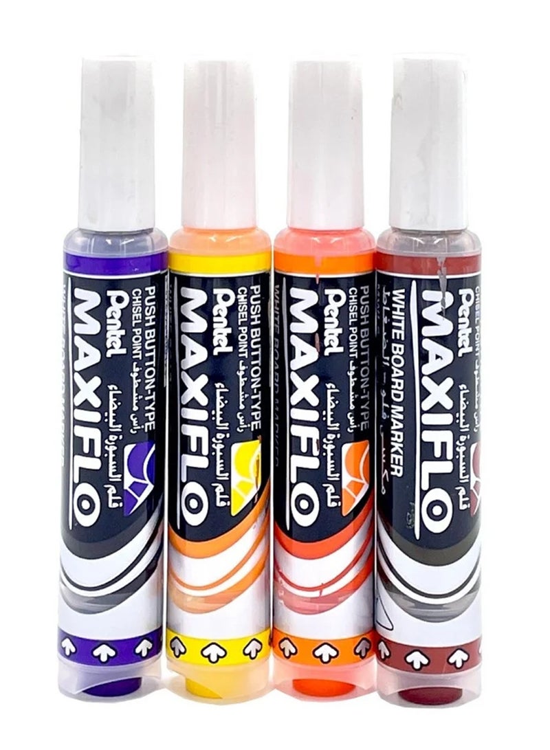 Pentel 4-Piece Maxiflo Whiteboard Erasable Markers Chisel Tip Multicolour - Image 2