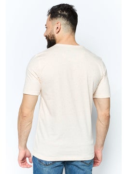 Project Essentials Men Crew Neck Short Sleeve Textured T Shirt, Peach  - Image 4