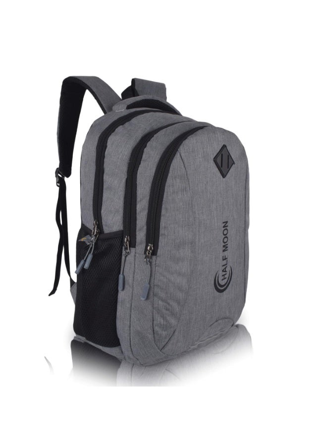 هاف مون Half Moon Spring 34L School Bags For Boys School Bag For Girls | 4 Compartment Backpack For Men & Women | Water Resistant | 5 Zips Stylish And Trendy College Bag For Unisex (Grey) - Image 1